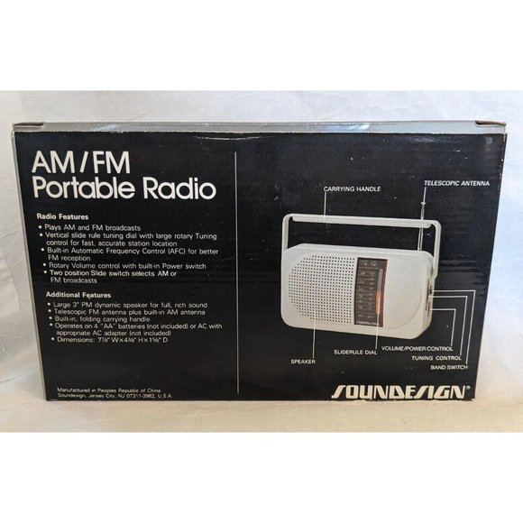 NOS Soundesign Radio Portable AM FM Battery Gray 2204 SGY Prop Vintage Retro NIB - Picture 7 of 16